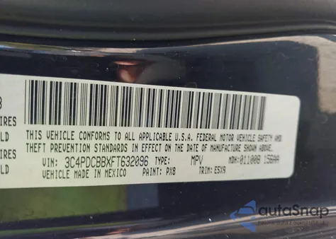 2015 Dodge Journey Sxt из США, поврежденный, VIN 3C4PDCBBXFT632096